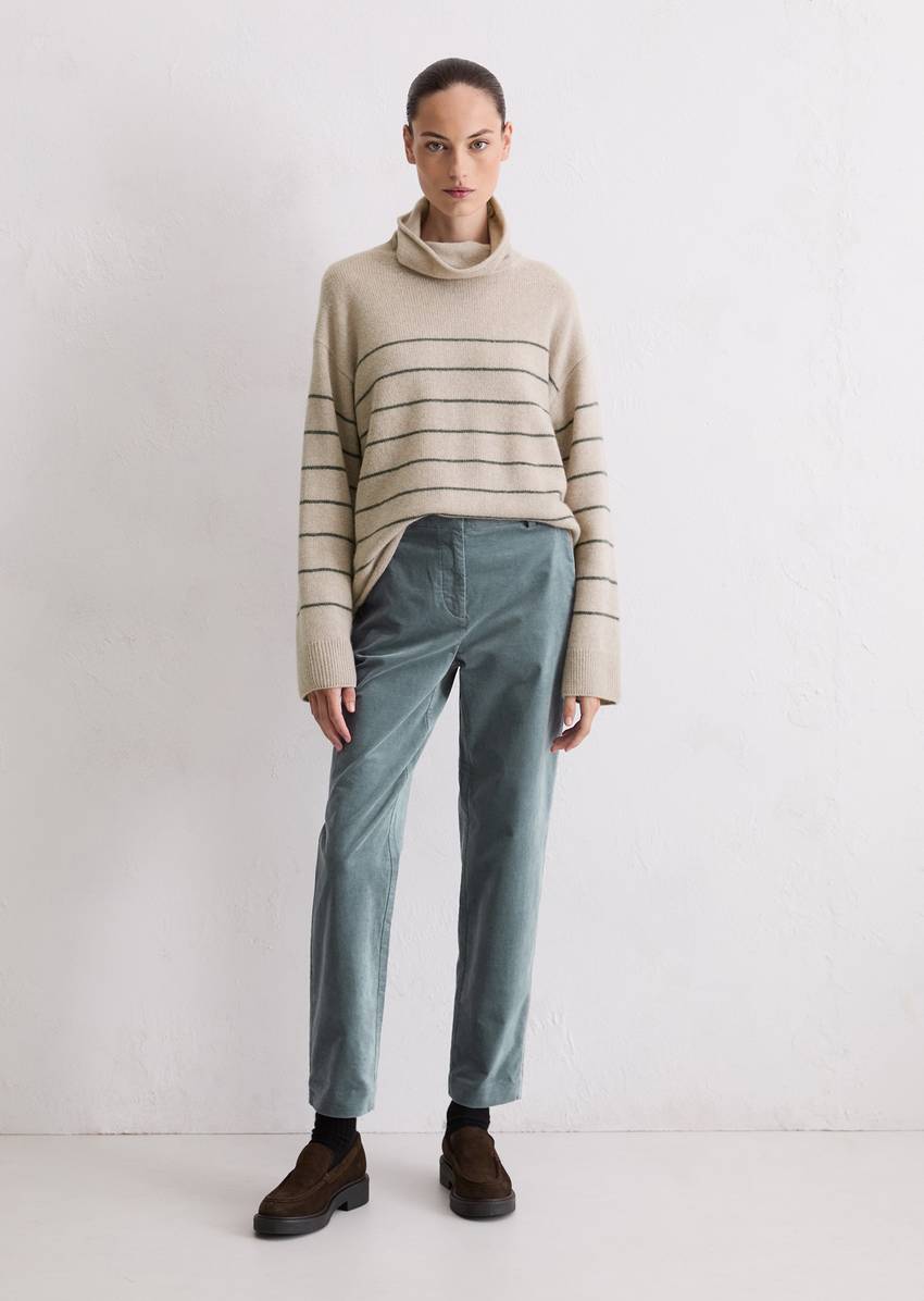 Striped turtleneck sweater relaxed made from a soft merino wool blend