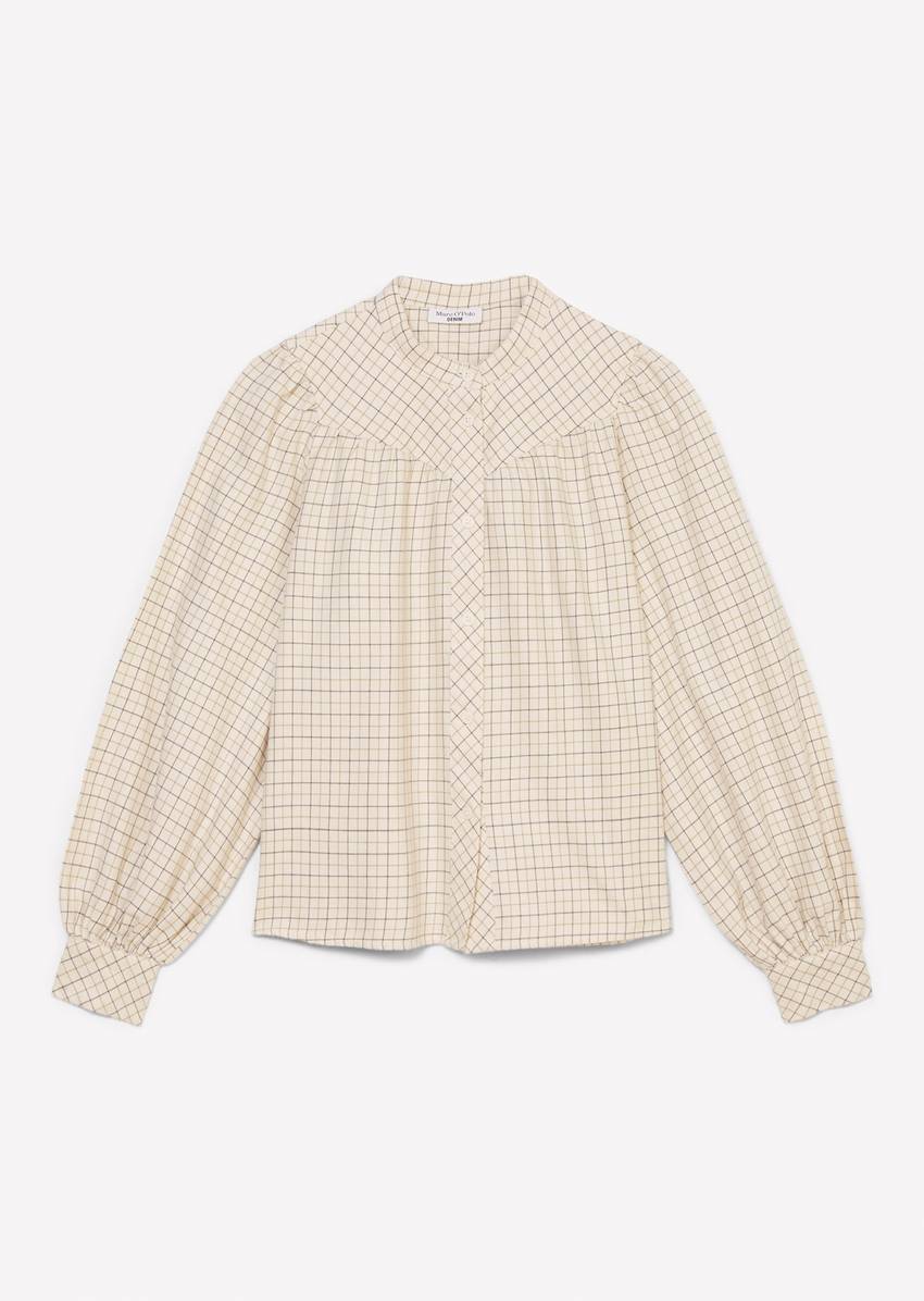 Check blouse A-shape in soft flannel fabric