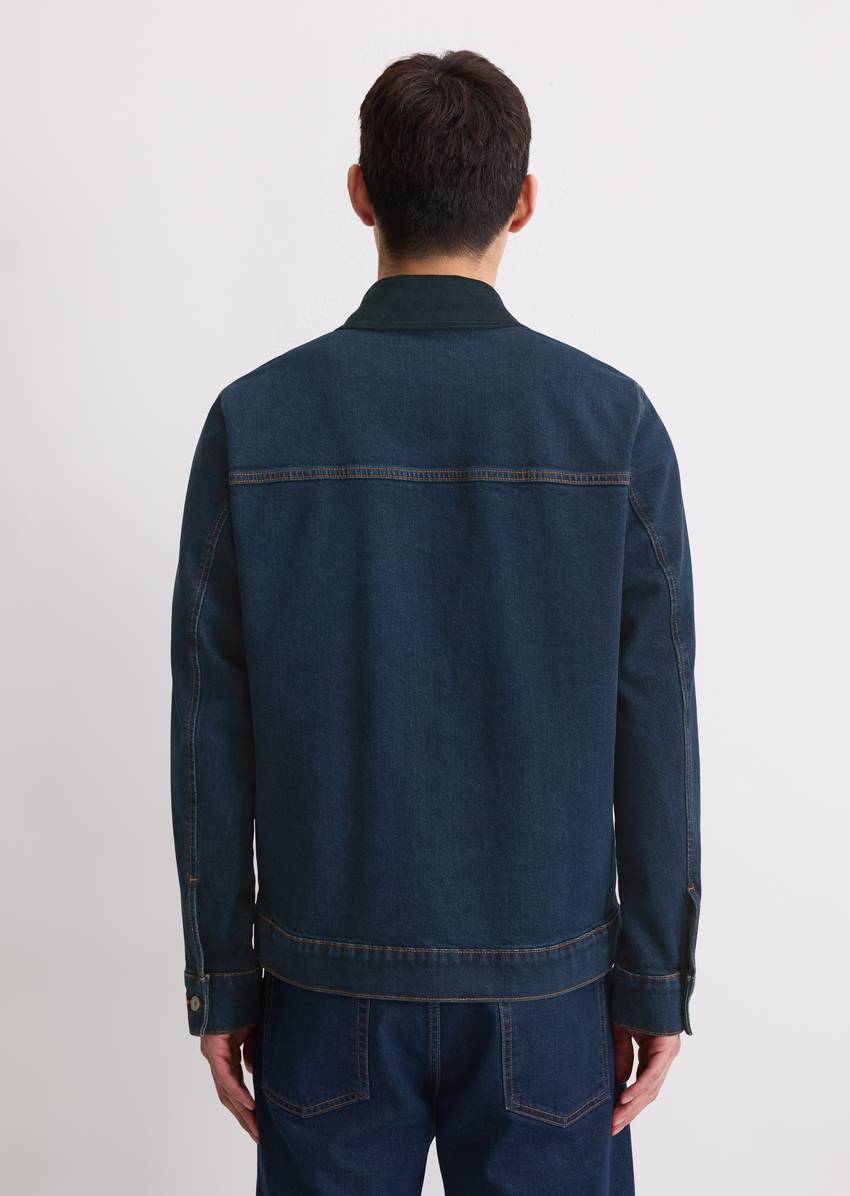 Regular denim jacket with casual corduroy collar
