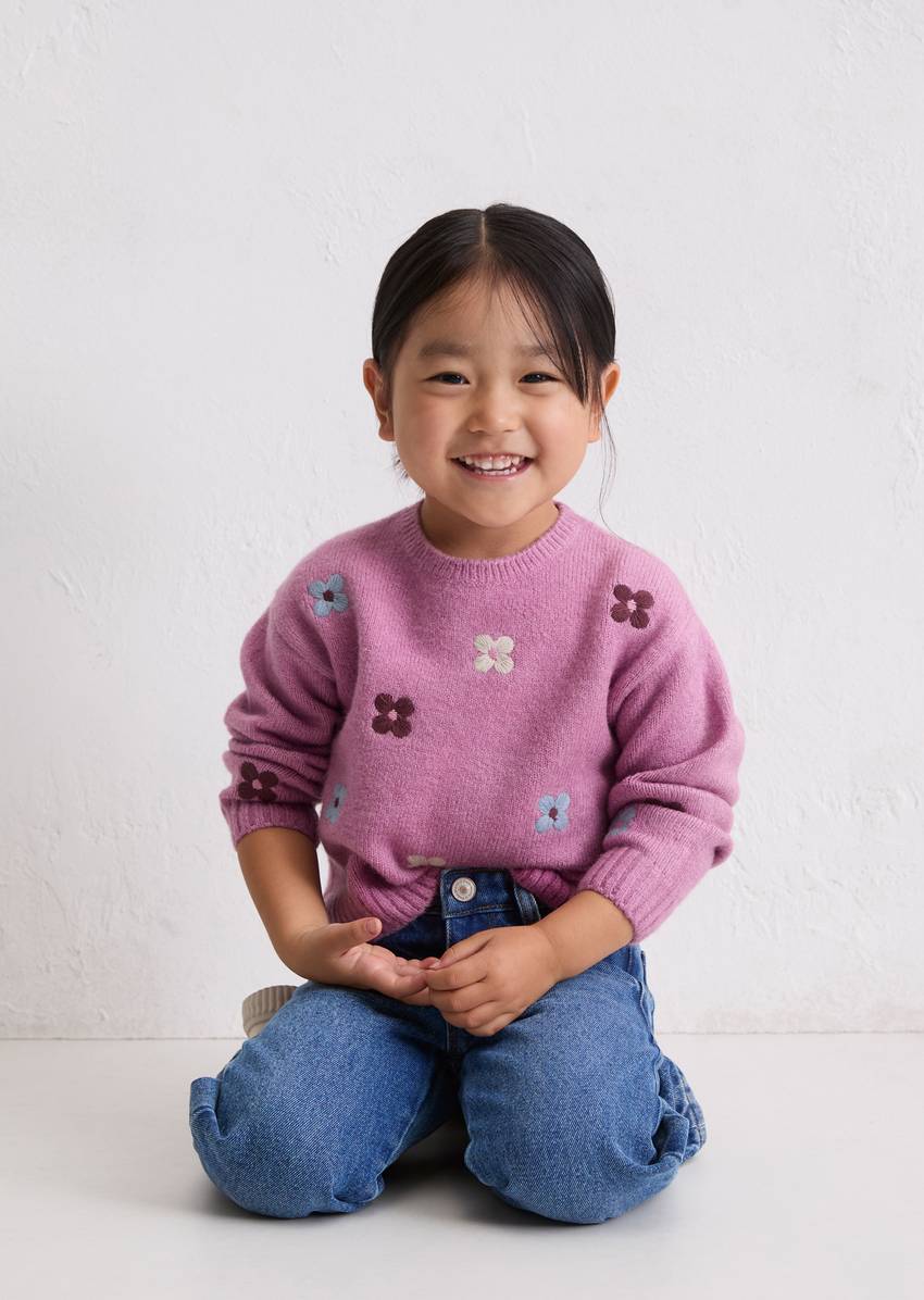 KIDS-GIRLS sweater with floral embroidery