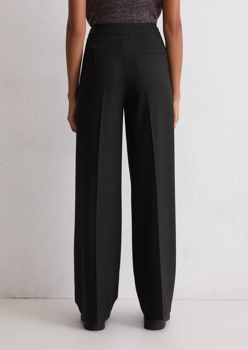 Culotte-style ankle length trousers made from soft flannel