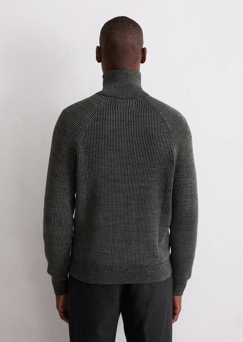 Zipper cardigan regular made from a cotton/virgin wool blend