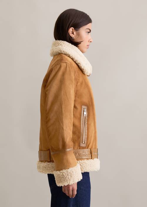 Suede jacket regular with teddy plush