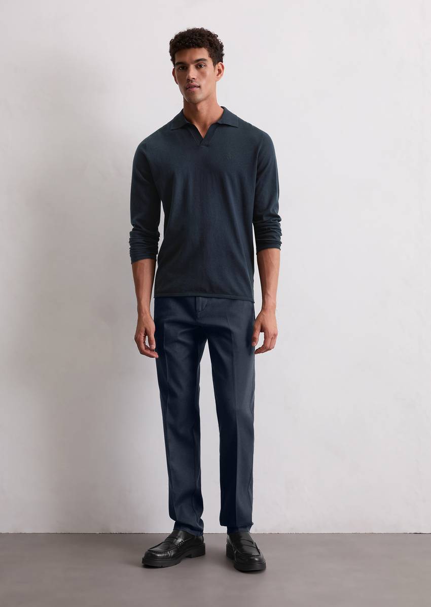 Regular polo neck sweater made from an organic cotton-cashmere blend