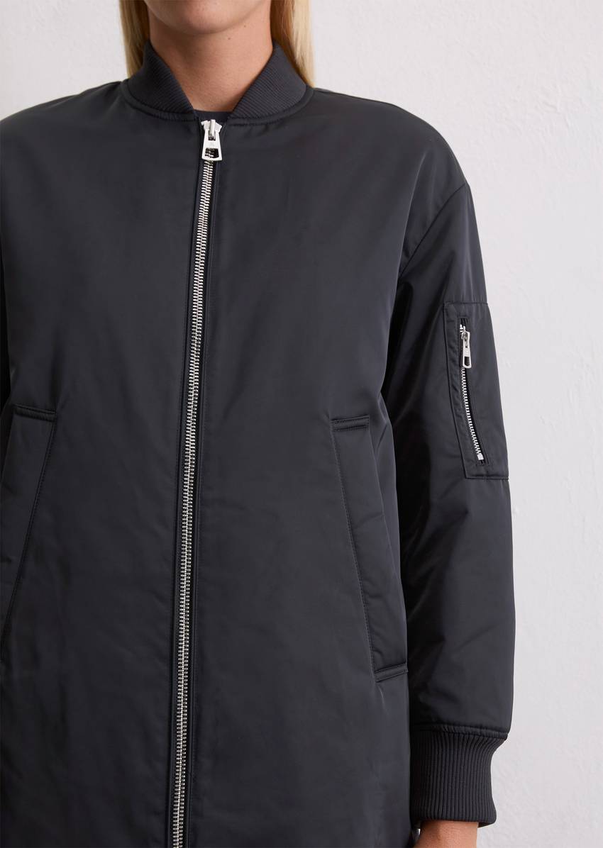 Regular aviator-style blouson coat made from recycled polyester twill