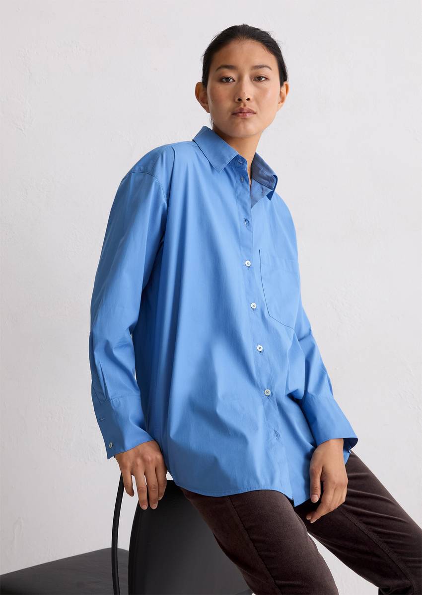 Boyfriend shirt blouse O-shape made from premium cotton stretch