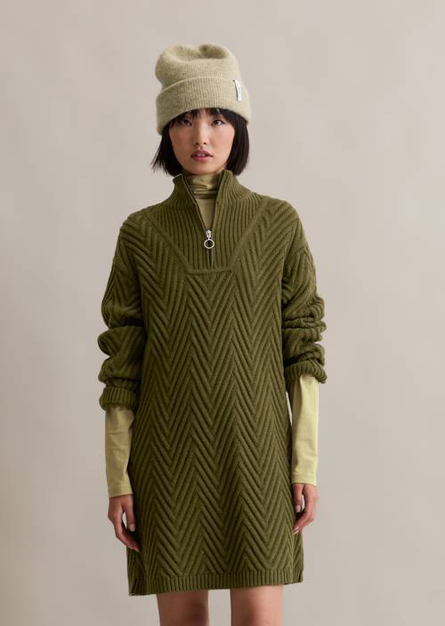 Relaxed zip knit dress made from a soft virgin wool blend