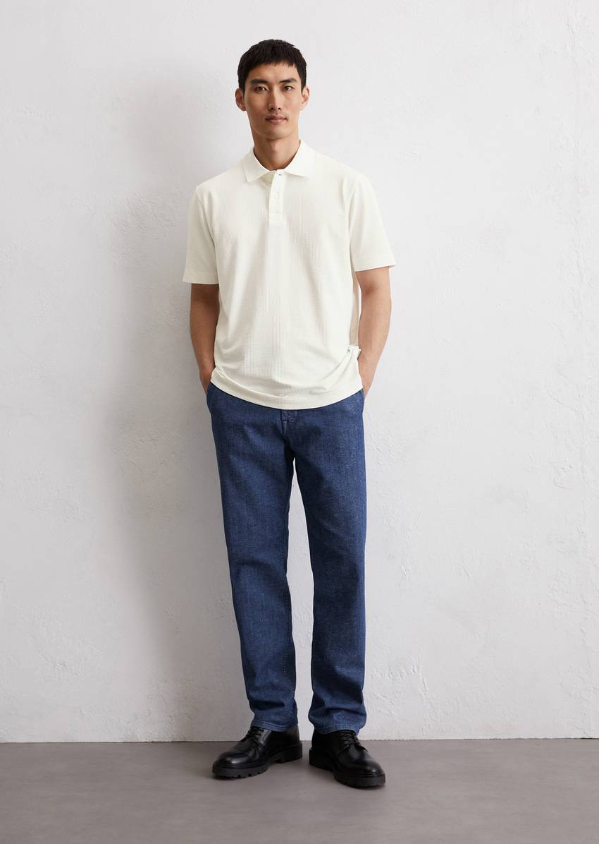 DfC polo shirt seersucker regular made from an organic cotton blend