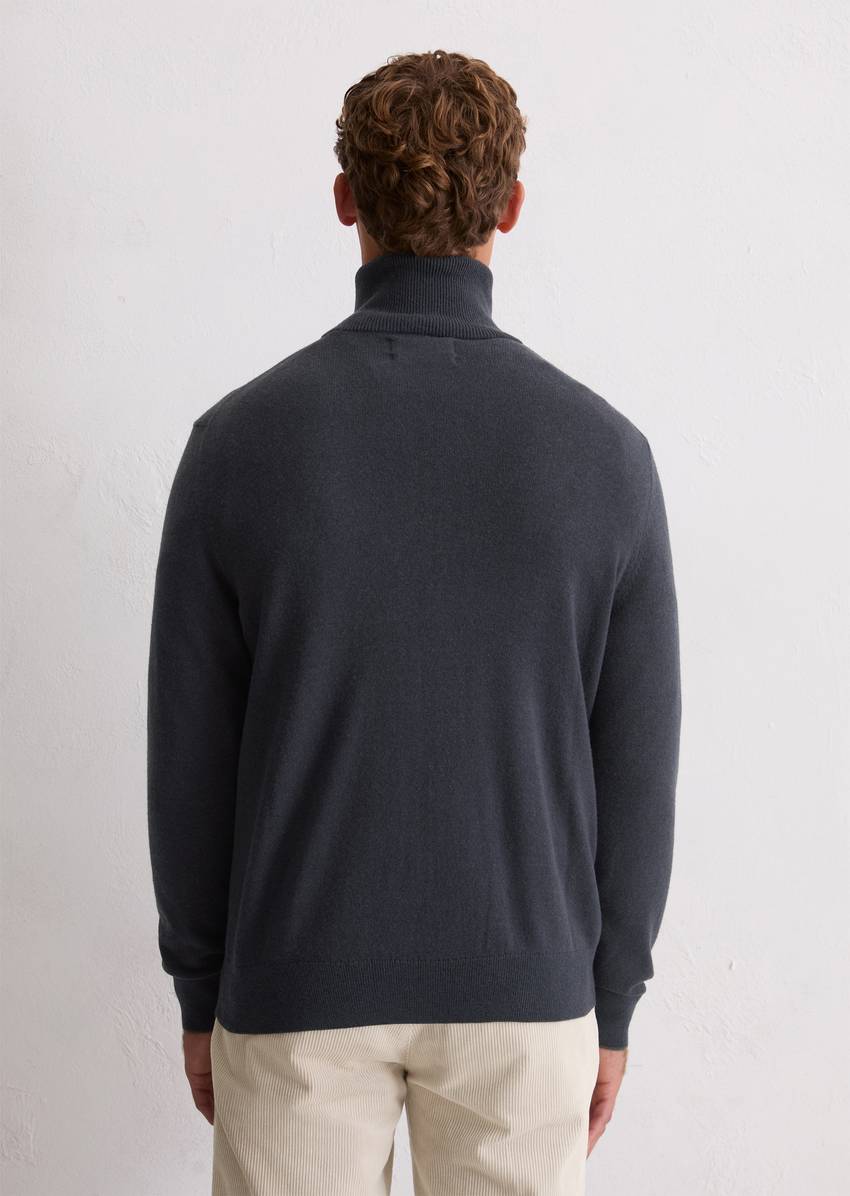 Zipper cardigan regular made from an organic cotton/virgin wool blend