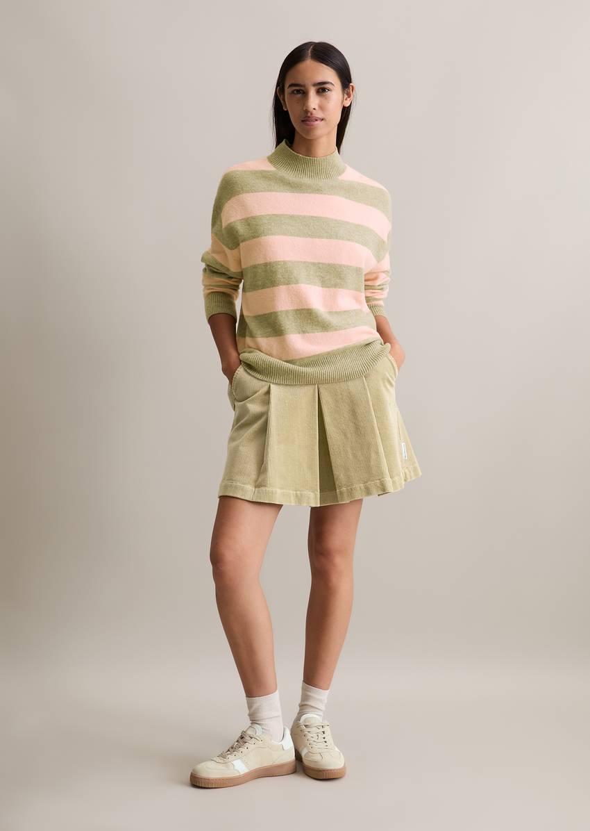 Striped knitted sweater regular made from a soft virgin wool blend