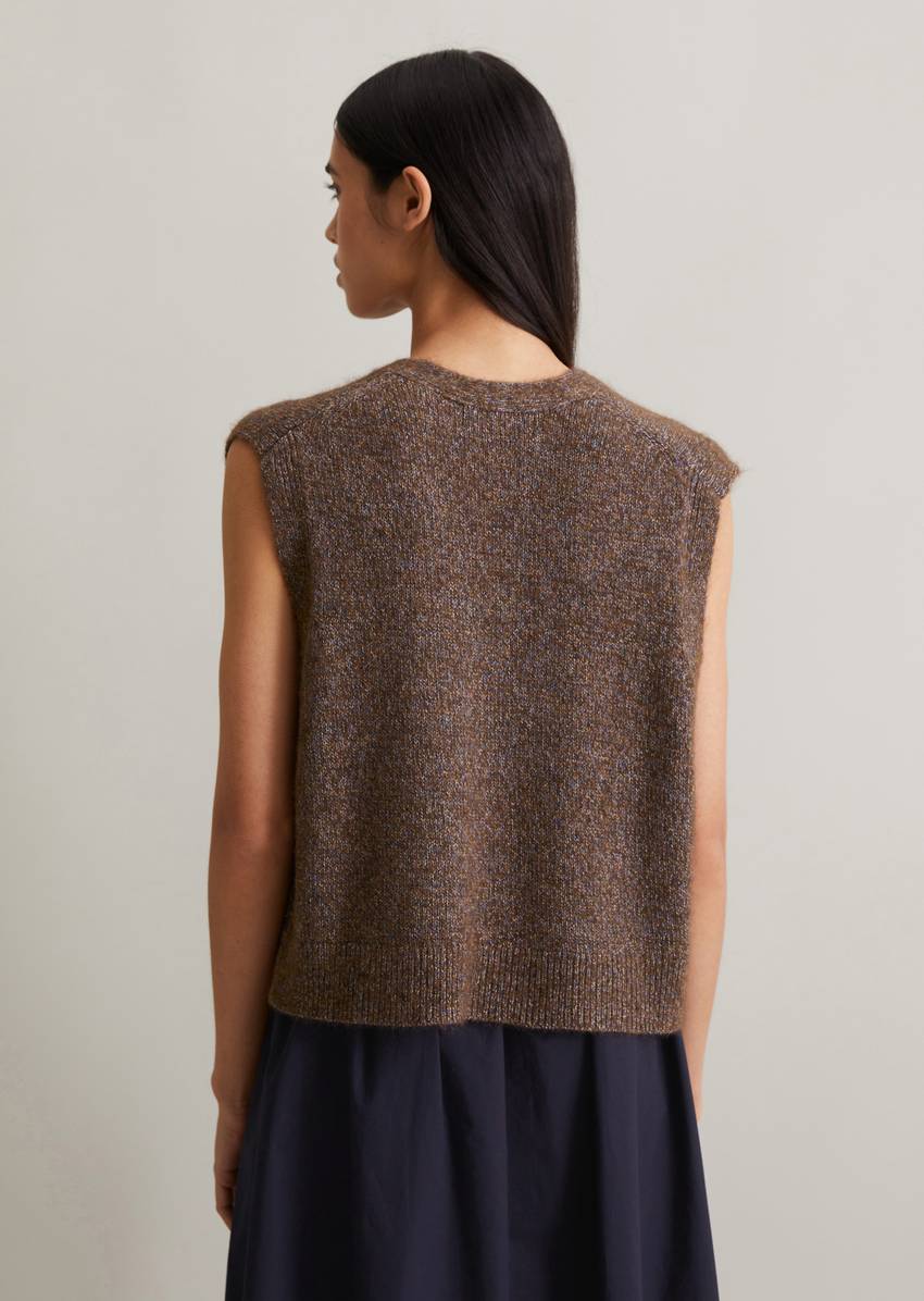 Sleeveless knitted vest regular made from cotton multicolor yarn