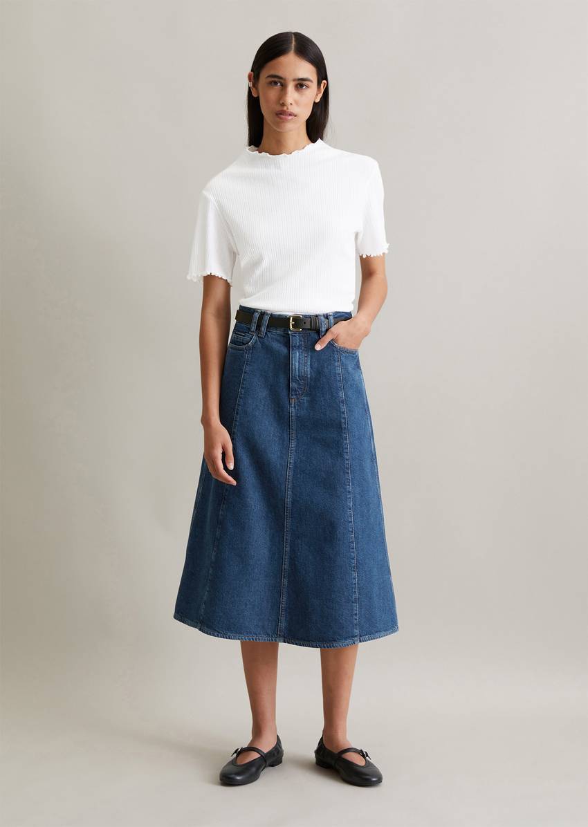 Midi denim skirt midi made from pure cotton