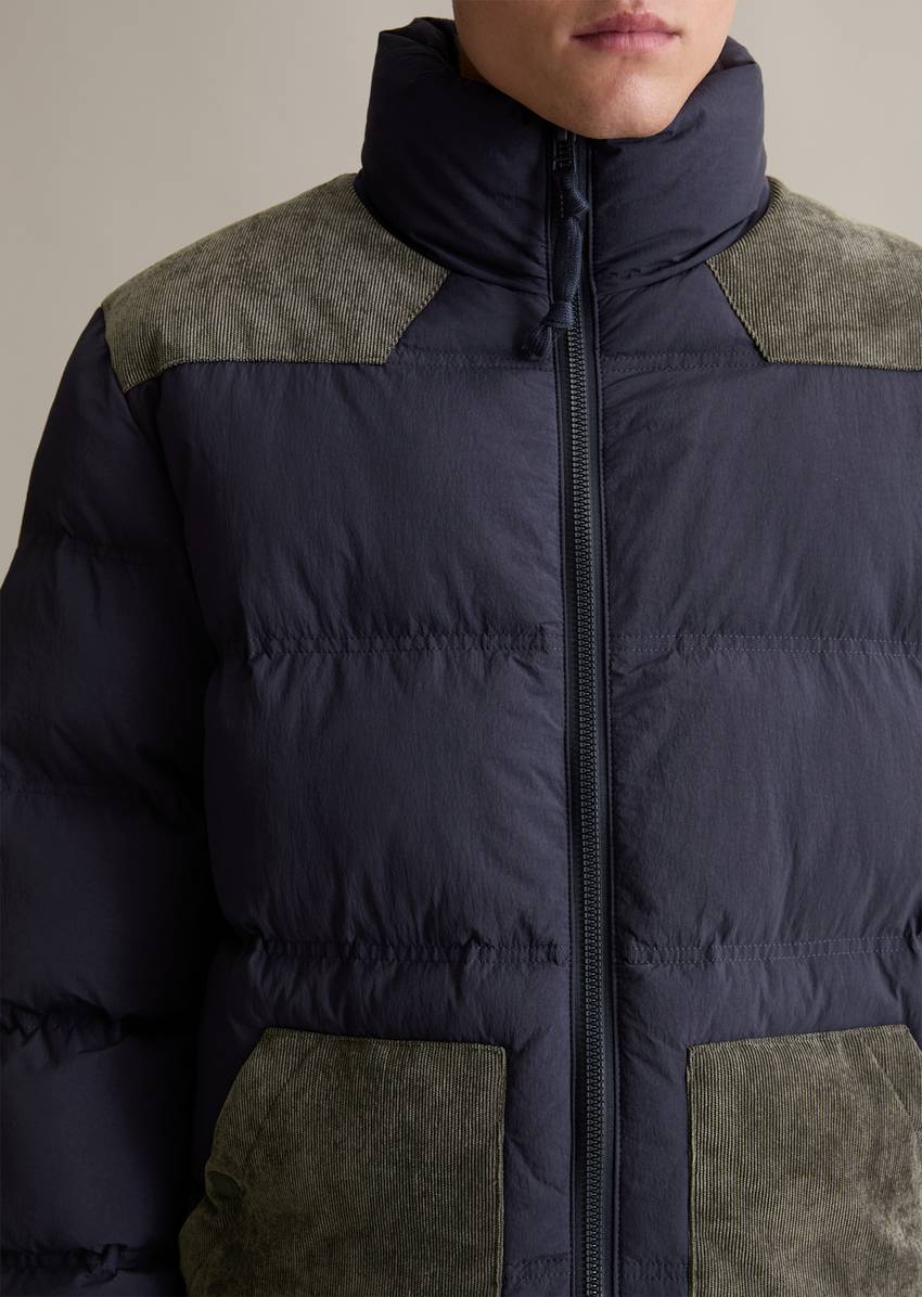Quilted jacket regular with contrasting corduroy inserts