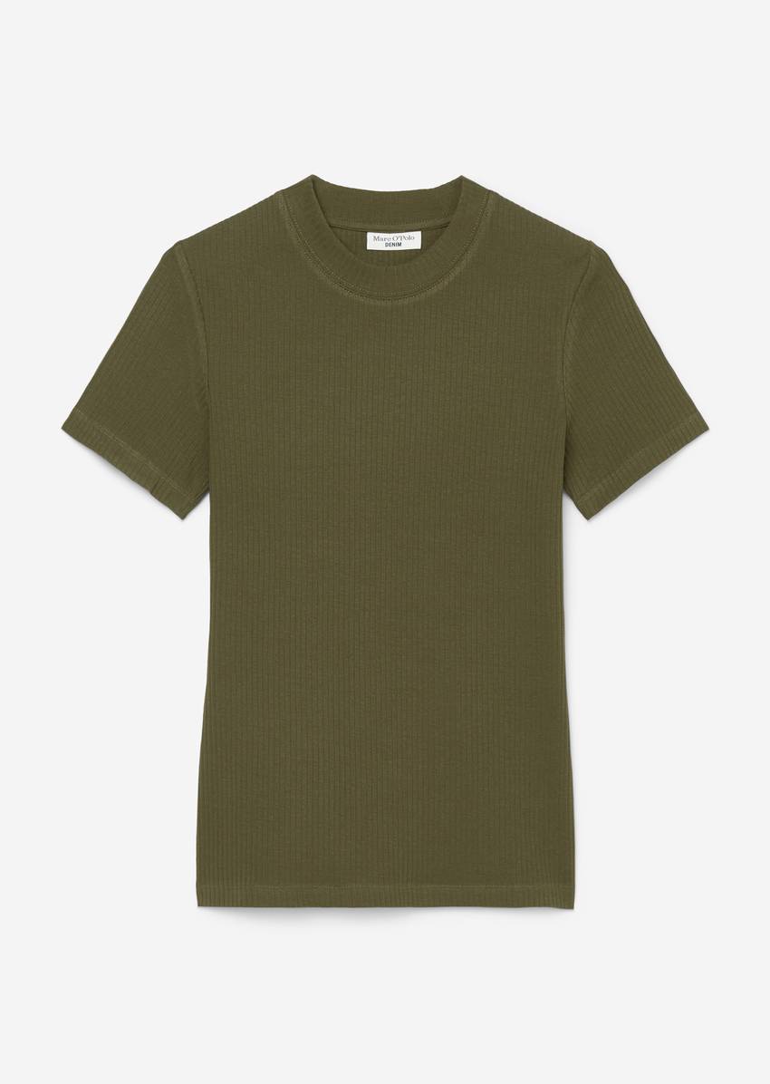 Ribbed jersey T-shirt slim Made from a stretchy organic cotton blend