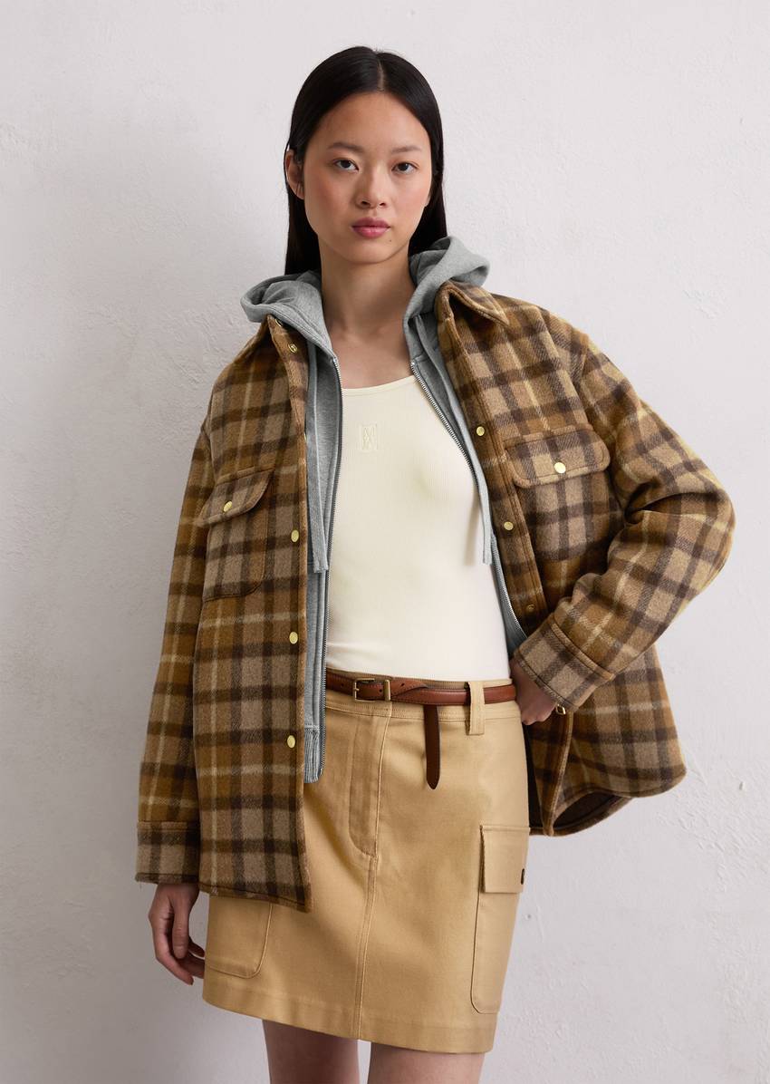 Checked overshirt relaxed made from an Italian wool blend