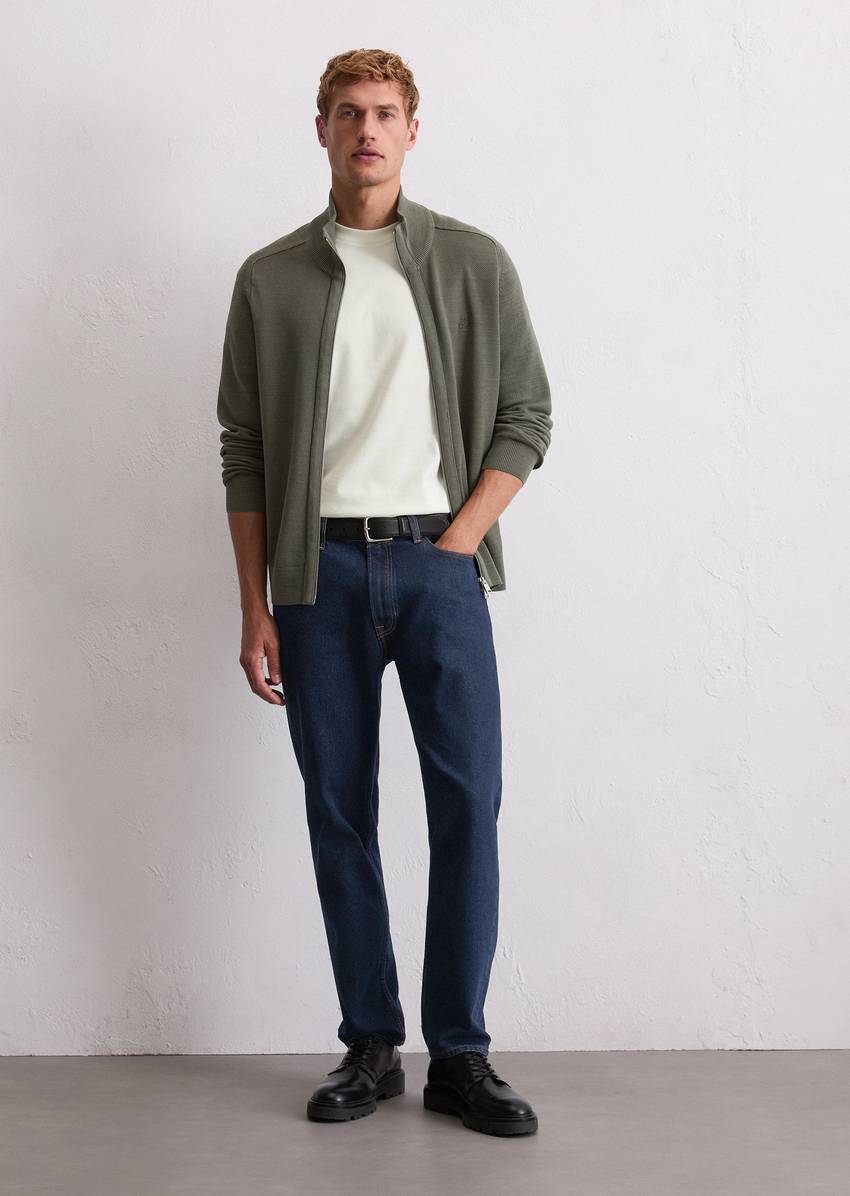 Zipper training jacket made from fine organic cotton piqué