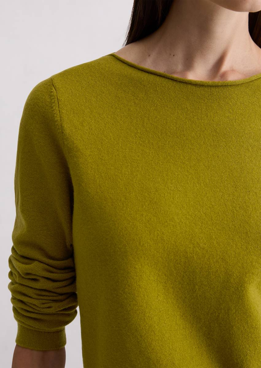 Basic knitted sweater regular made from a soft cotton/virgin wool blend