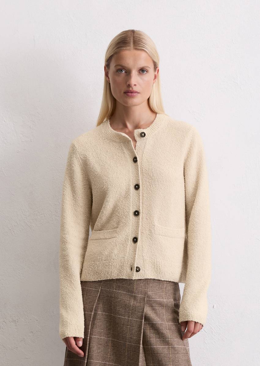 Cardigan regular made from bouclé yarn
