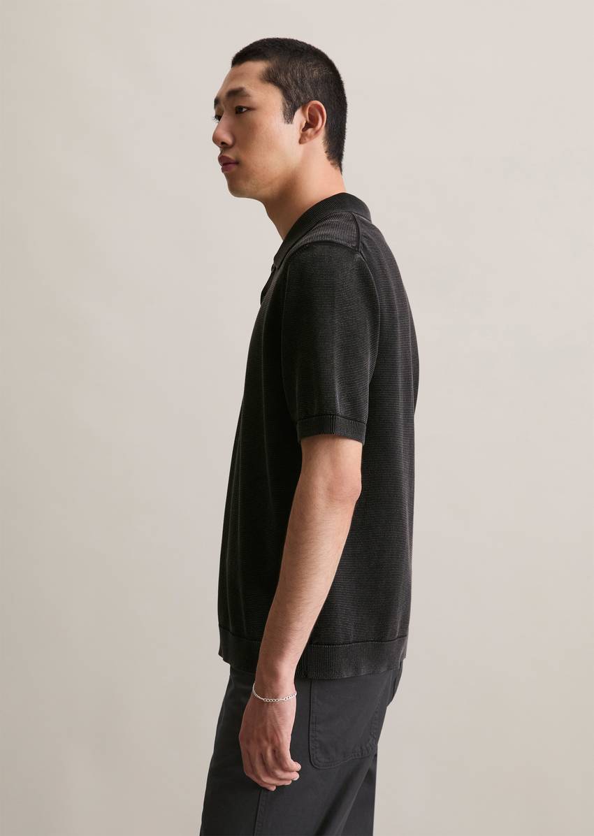 Relaxed knit polo shirt made from pure organic cotton