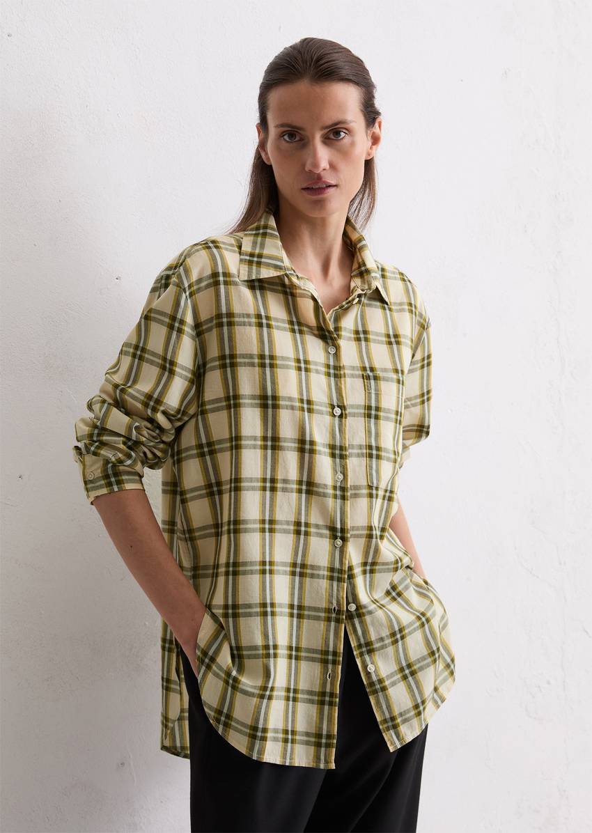 Check blouse regular made of cotton voile