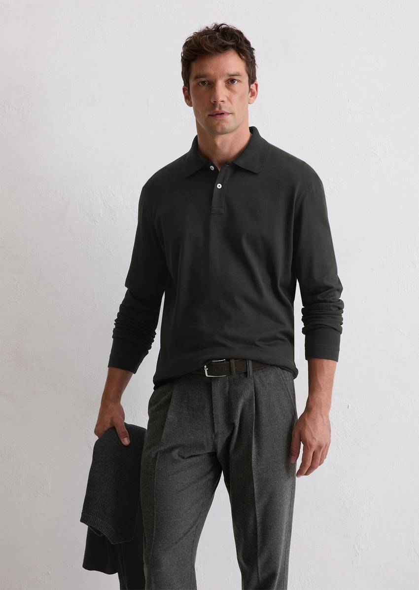 Regular polo shirt made from heavyweight organic cotton jersey