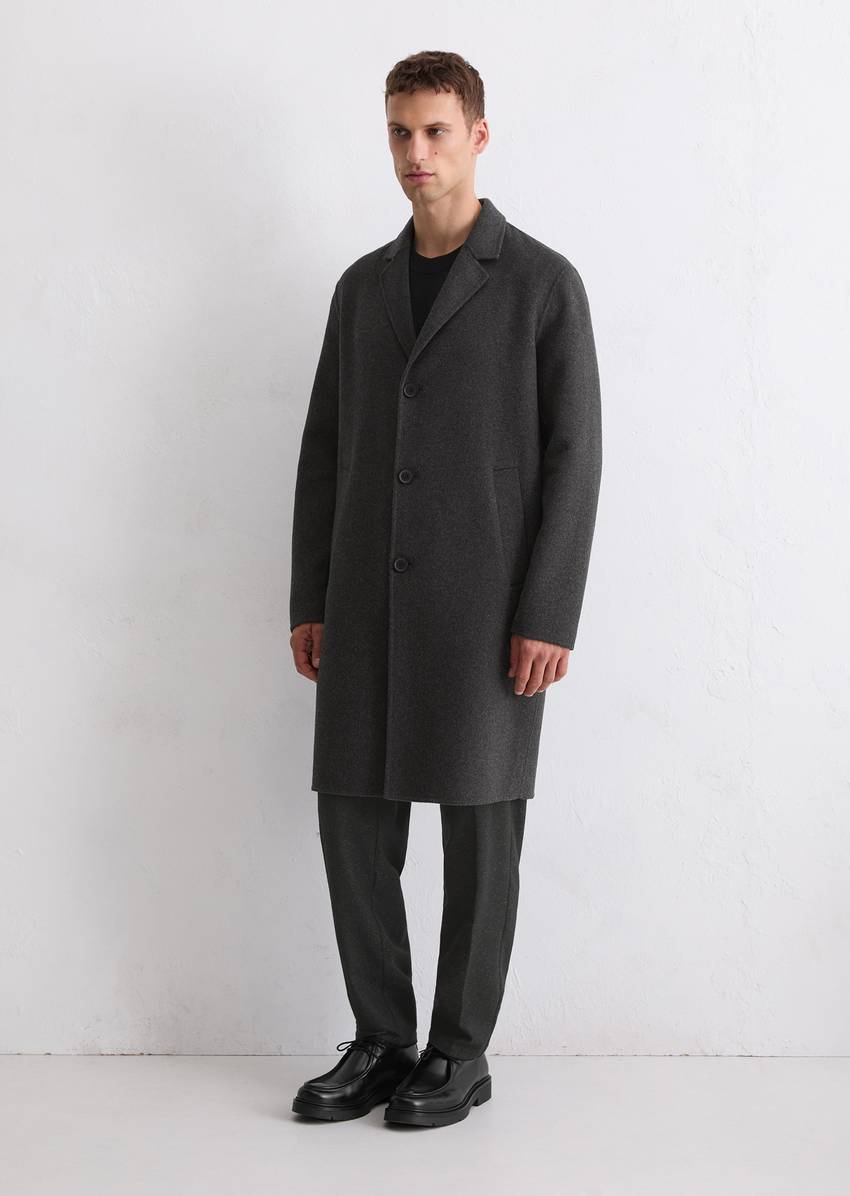 Regular coat made from recycled double face wool mix