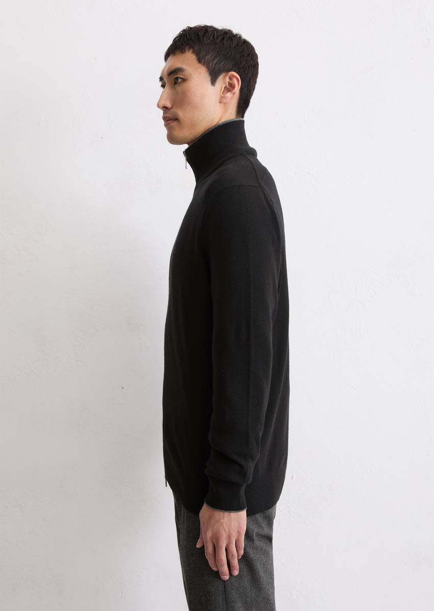 Zipper cardigan regular made from an organic cotton/virgin wool blend