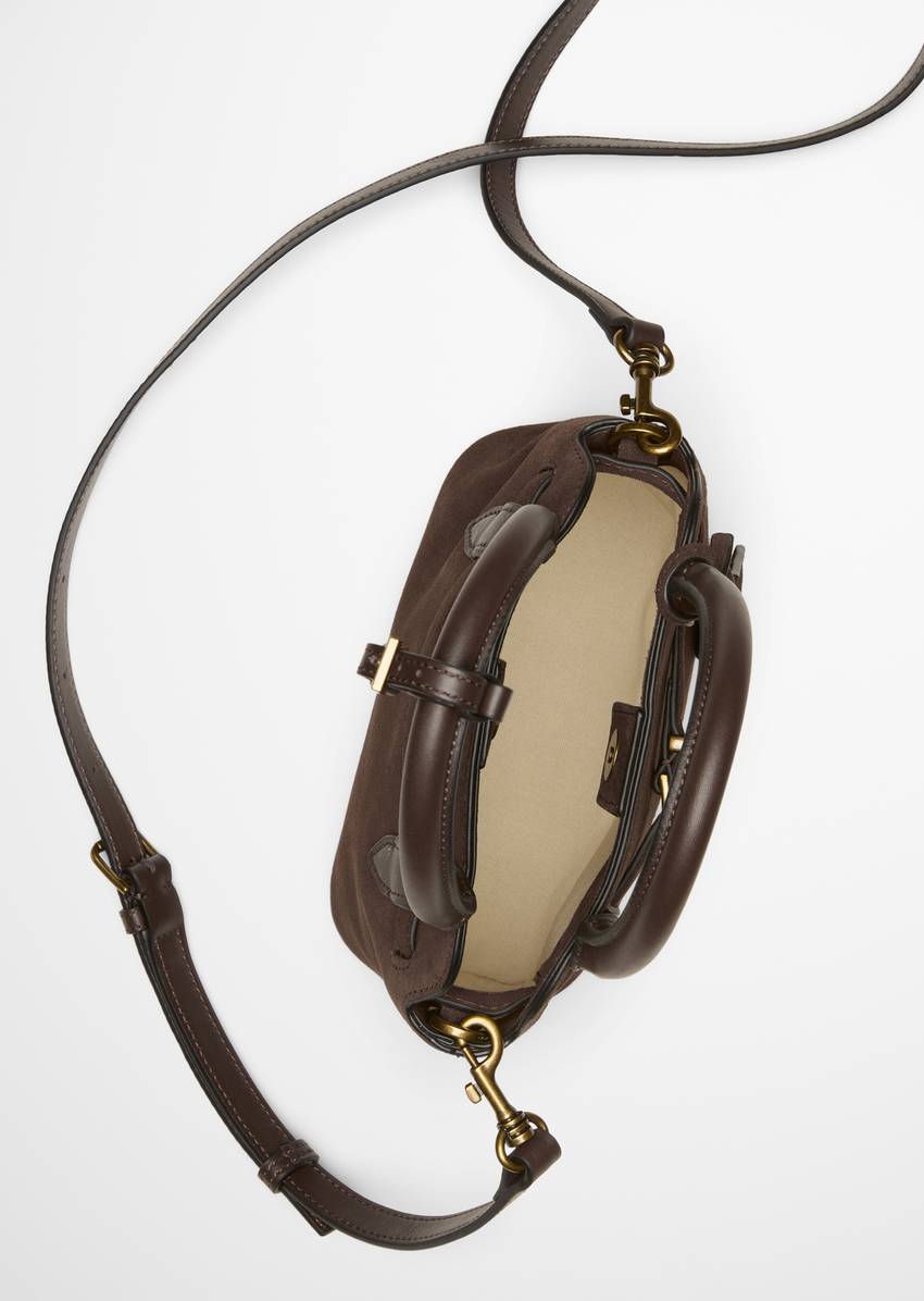 Crossbody bag small made from soft suede cowhide