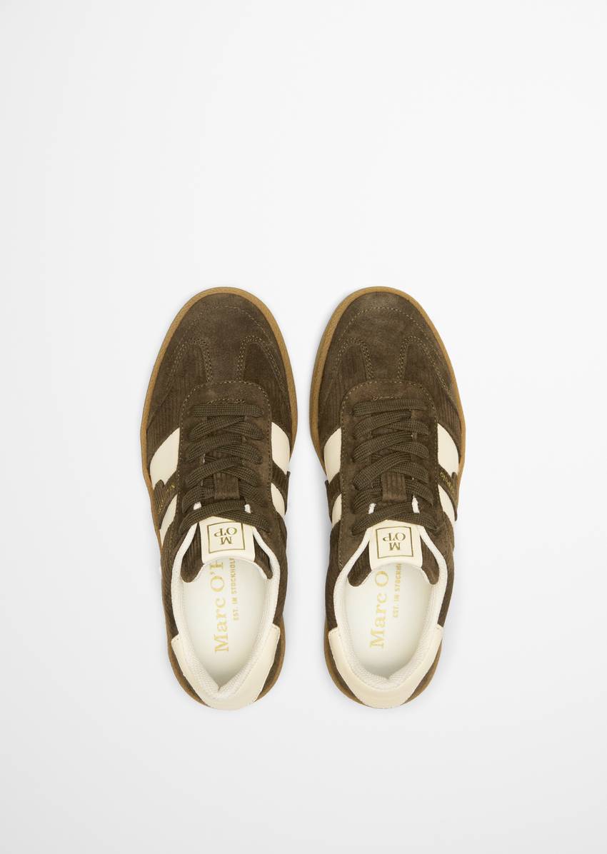 Sneaker made of cowhide in cord look