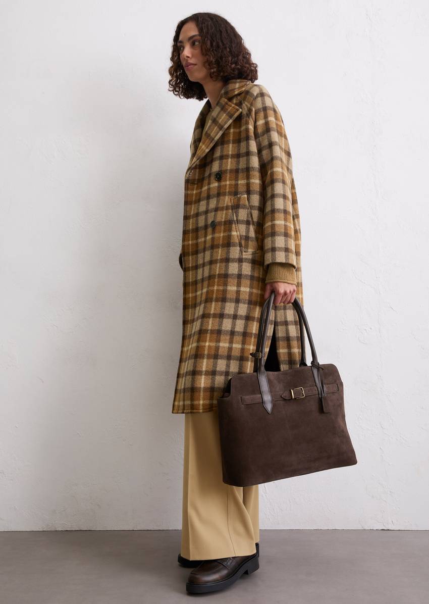 Shopper large made from soft suede cowhide