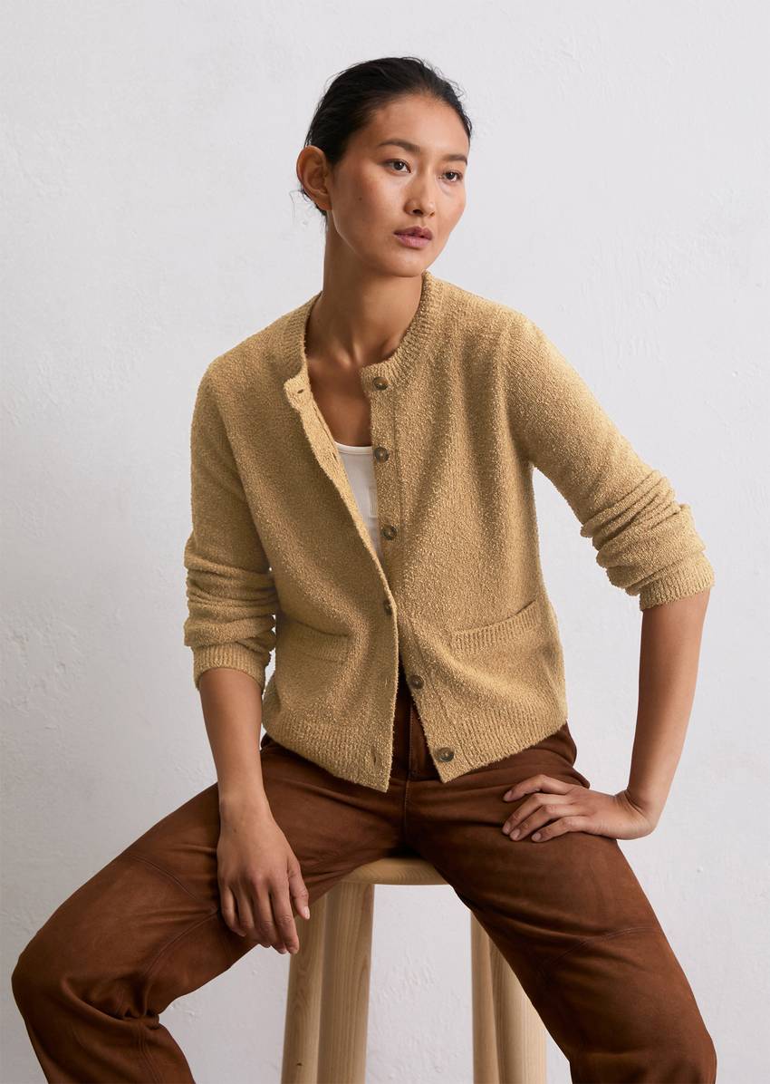 Cardigan regular made from bouclé yarn