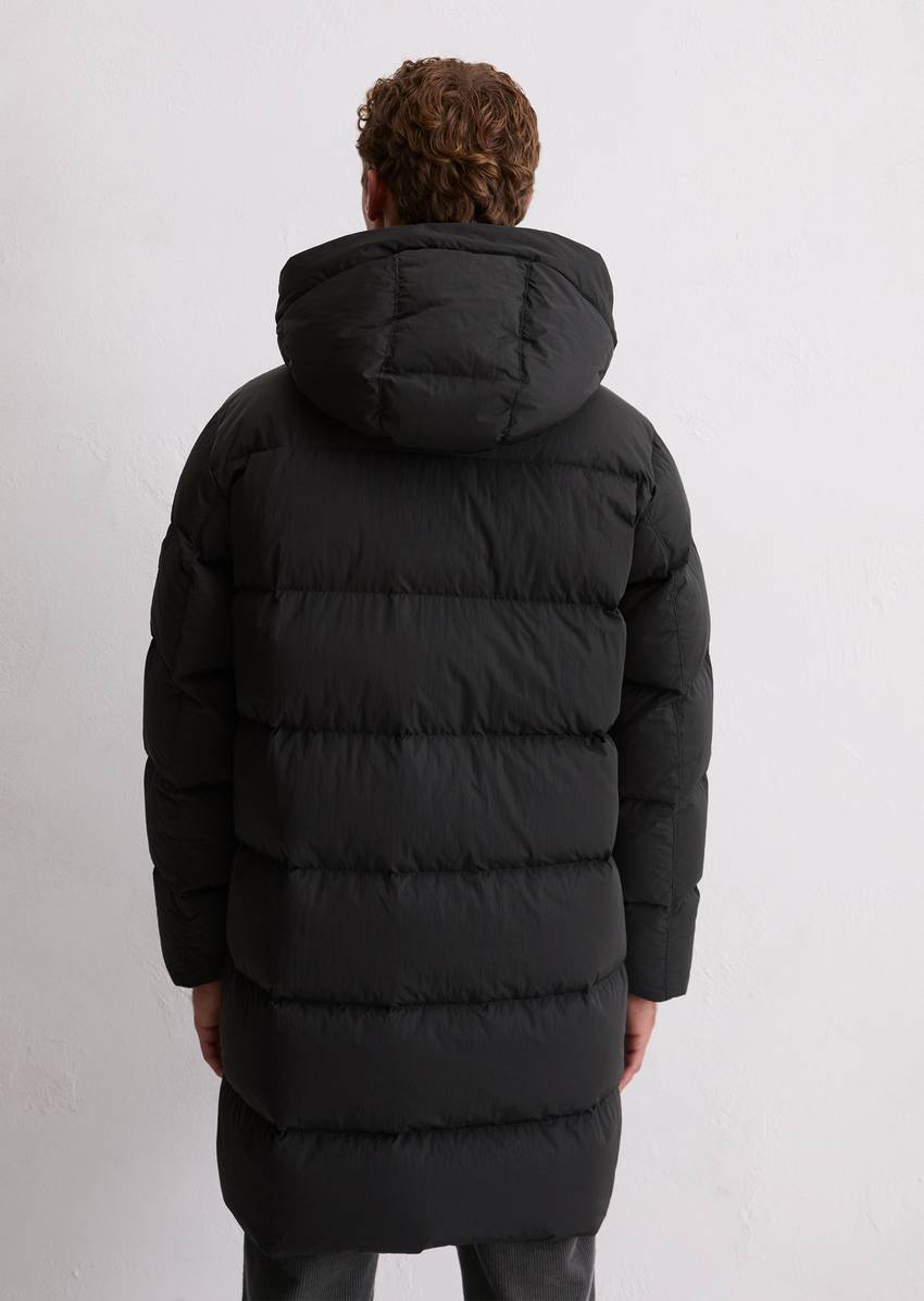 Regular long down jacket with detachable hood