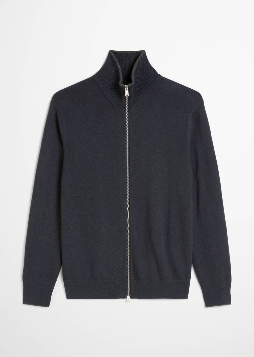 Zipper cardigan regular made from an organic cotton/virgin wool blend