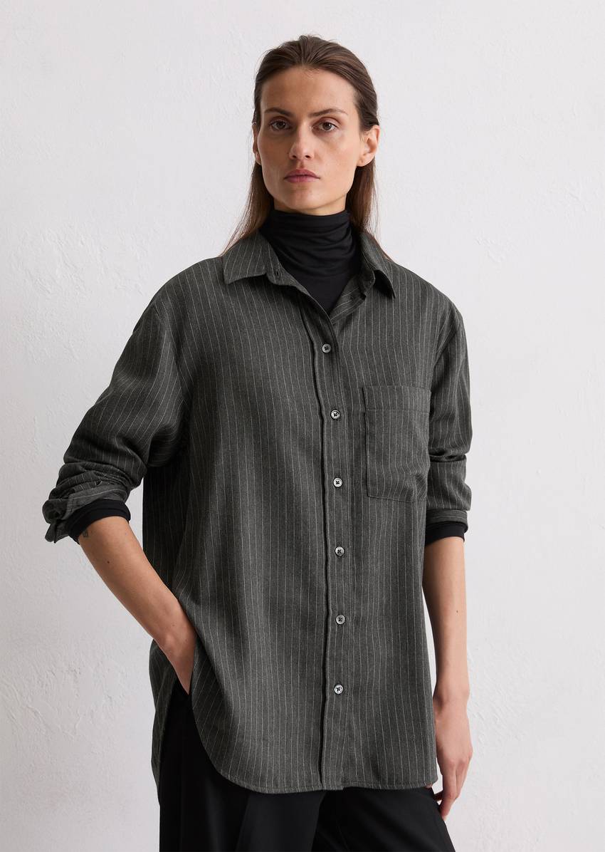 Relaxed blouse made from striped cotton satin
