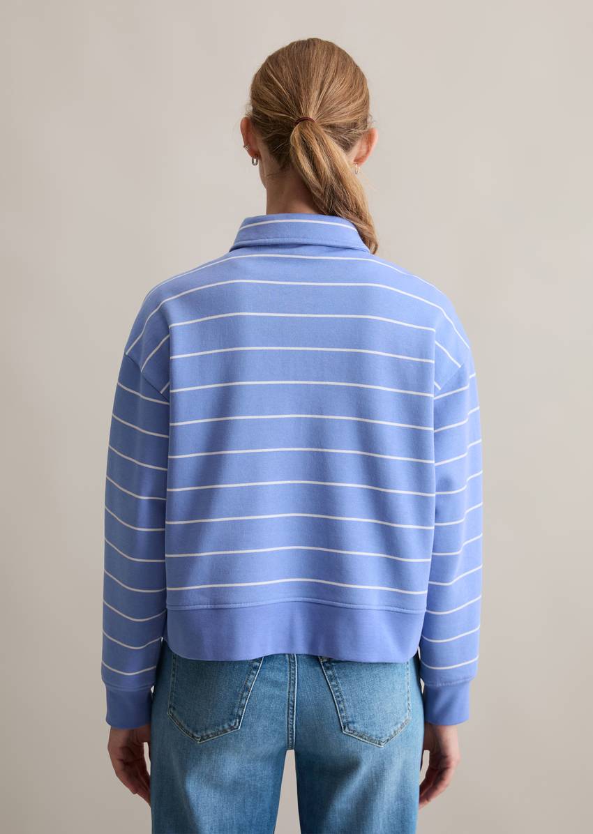 Striped polo sweatshirt relaxed made from pure organic cotton