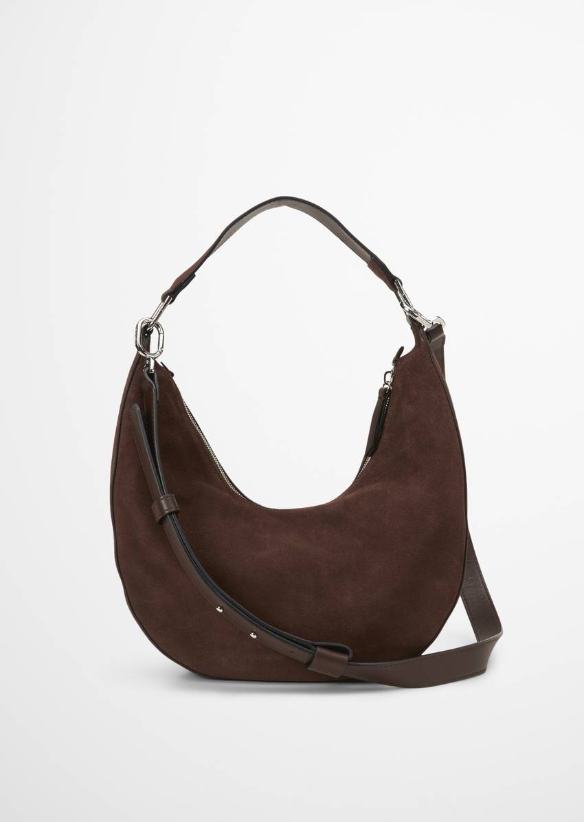 Crossbody bag small made from soft suede cowhide