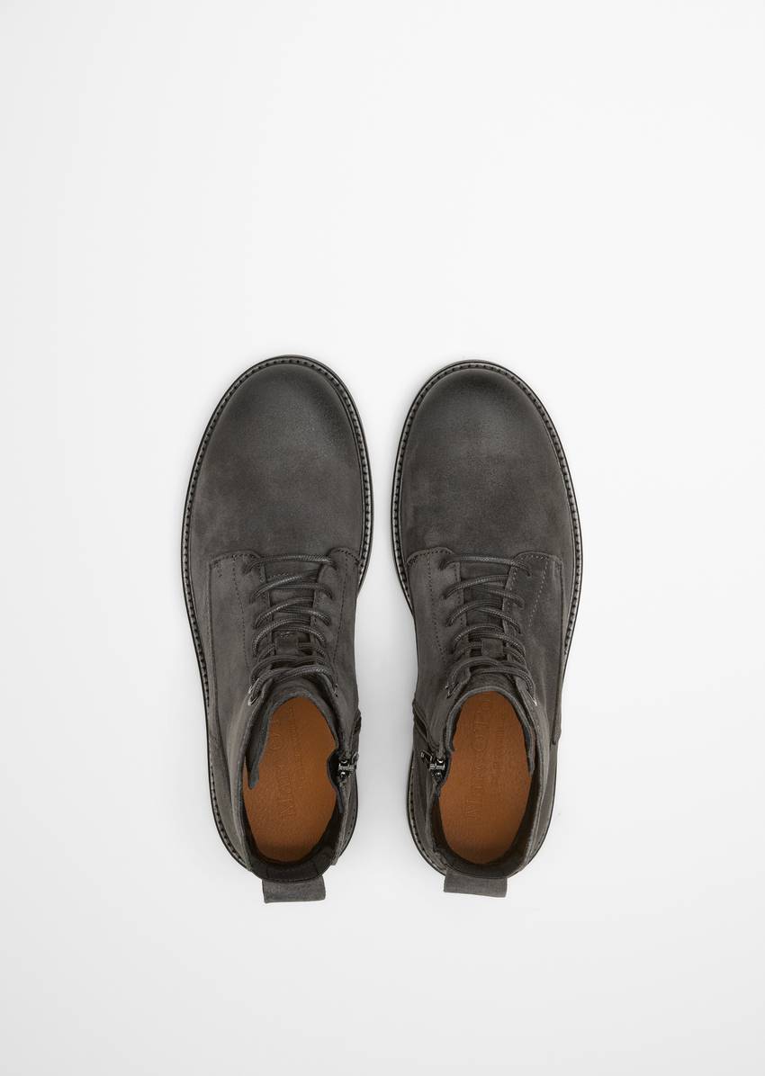Lace-up boots made from soft suede cowhide
