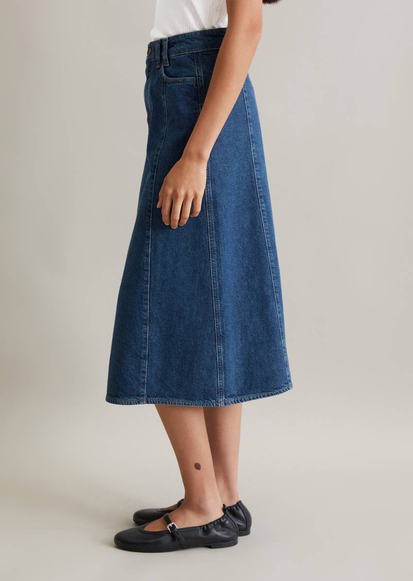 Midi denim skirt midi made from pure cotton