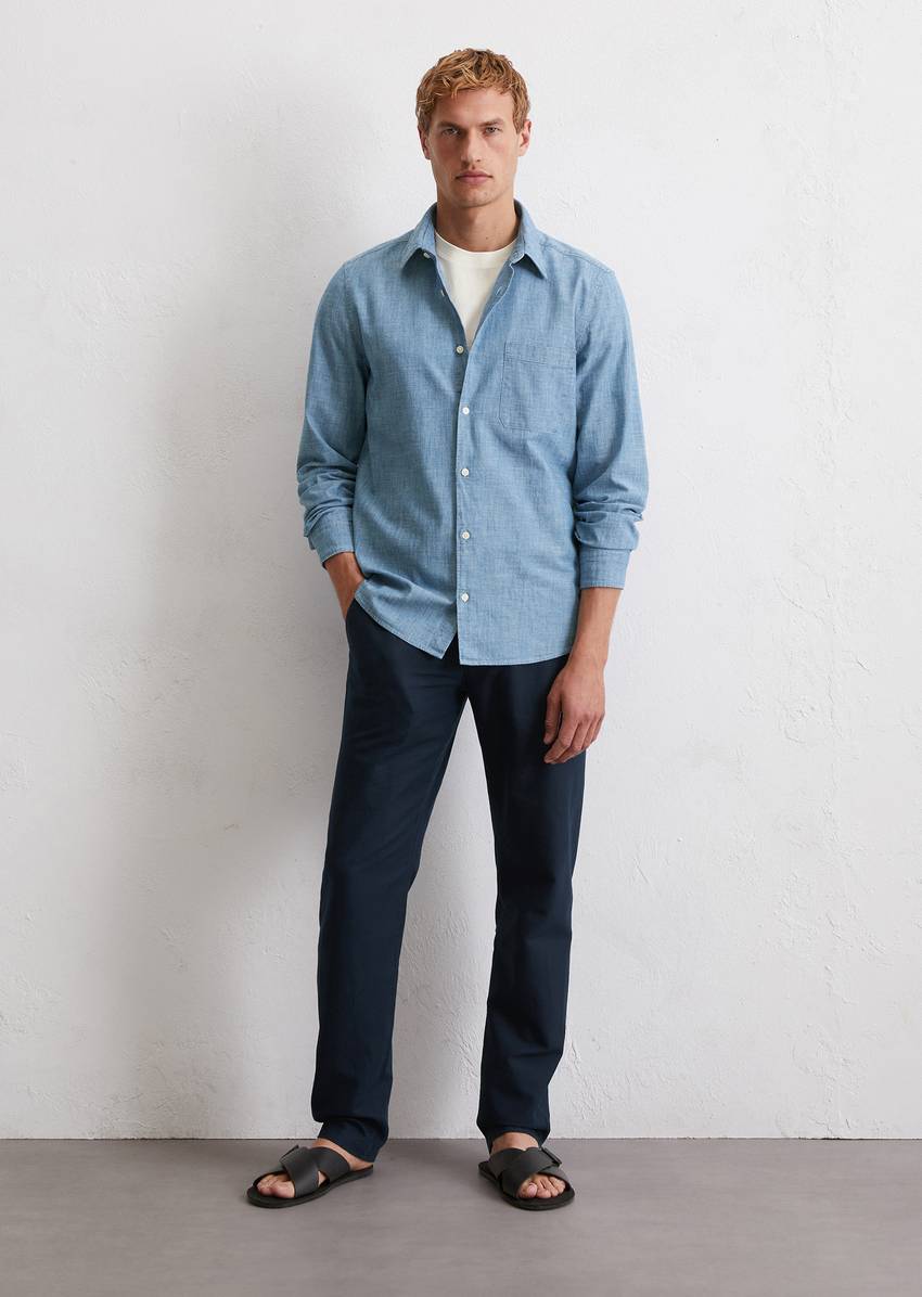 Shirt shaped made from lightweight organic cotton chambray