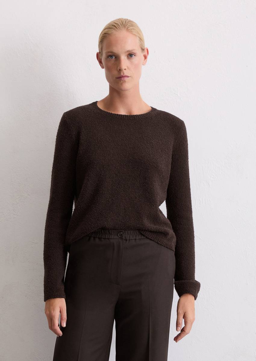 Knitted sweater regular made from bouclé yarn