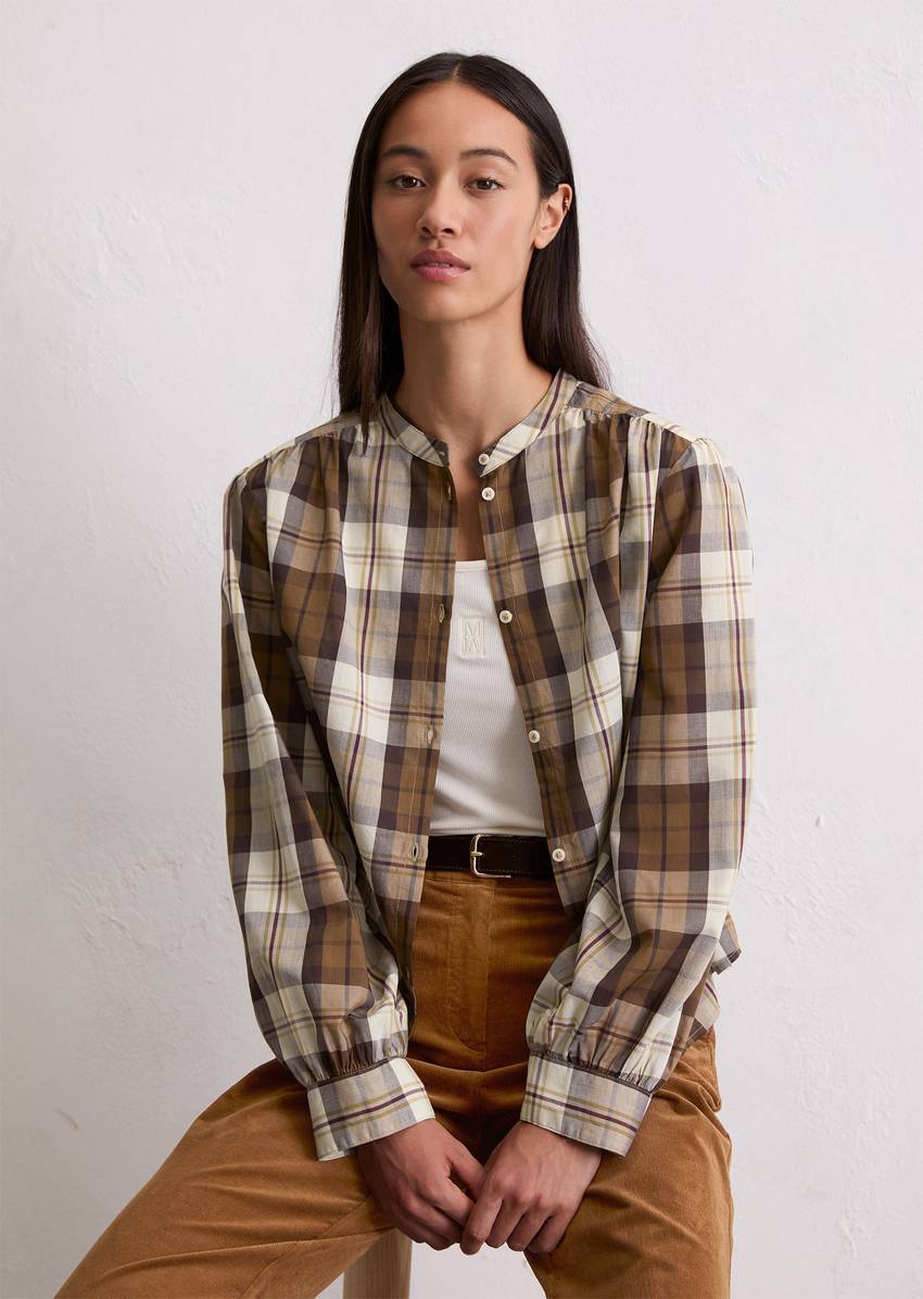 Check blouse relaxed made from a lightweight organic cotton/lyocell blend