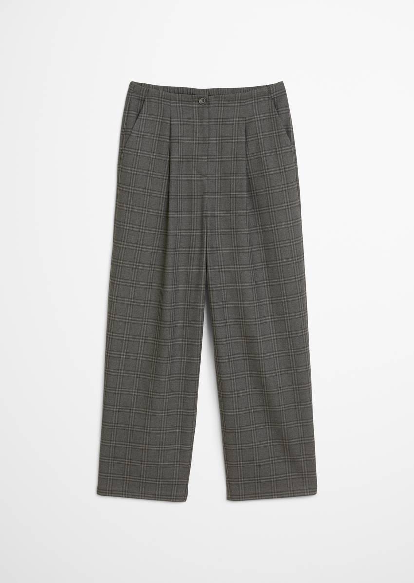 Check trousers loose tapered with recycled polyester and viscose