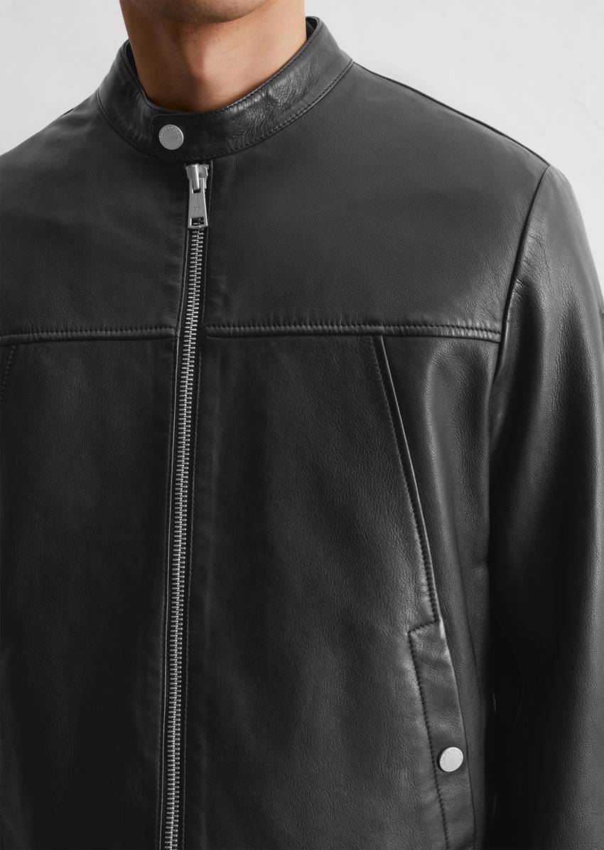 Biker leather jacket regular made from supple lambskin leather