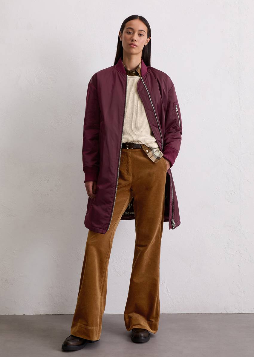 Regular aviator-style blouson coat made from recycled polyester twill