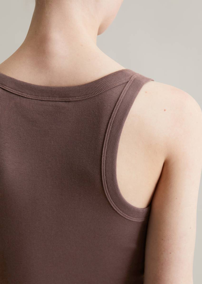Ribbed tank top slim made from organic cotton stretch jersey