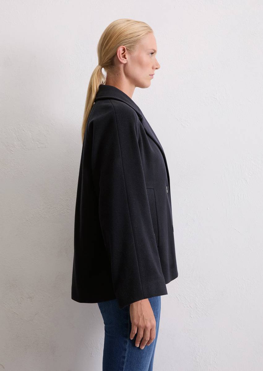 Cape jacket relaxed made from a wool mix