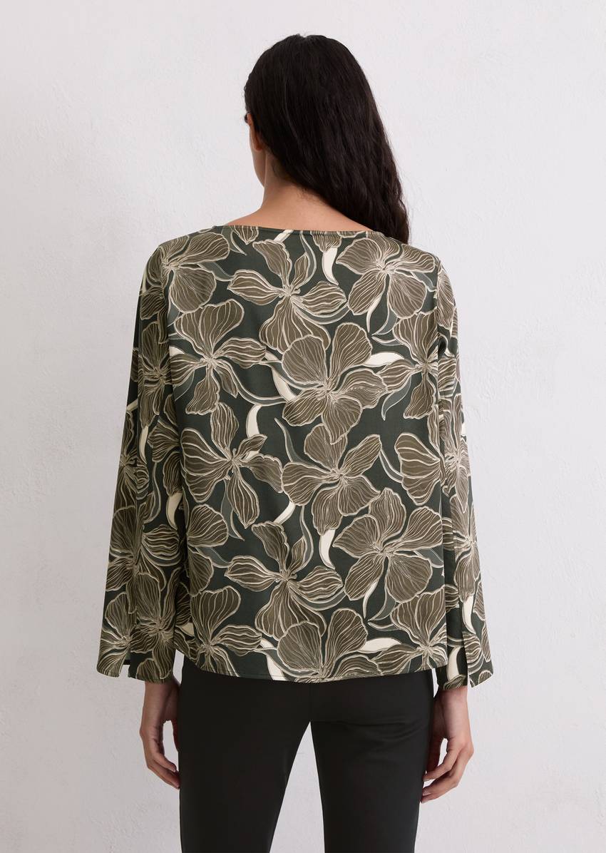 Print blouse shirt loose made from viscose satin stretch