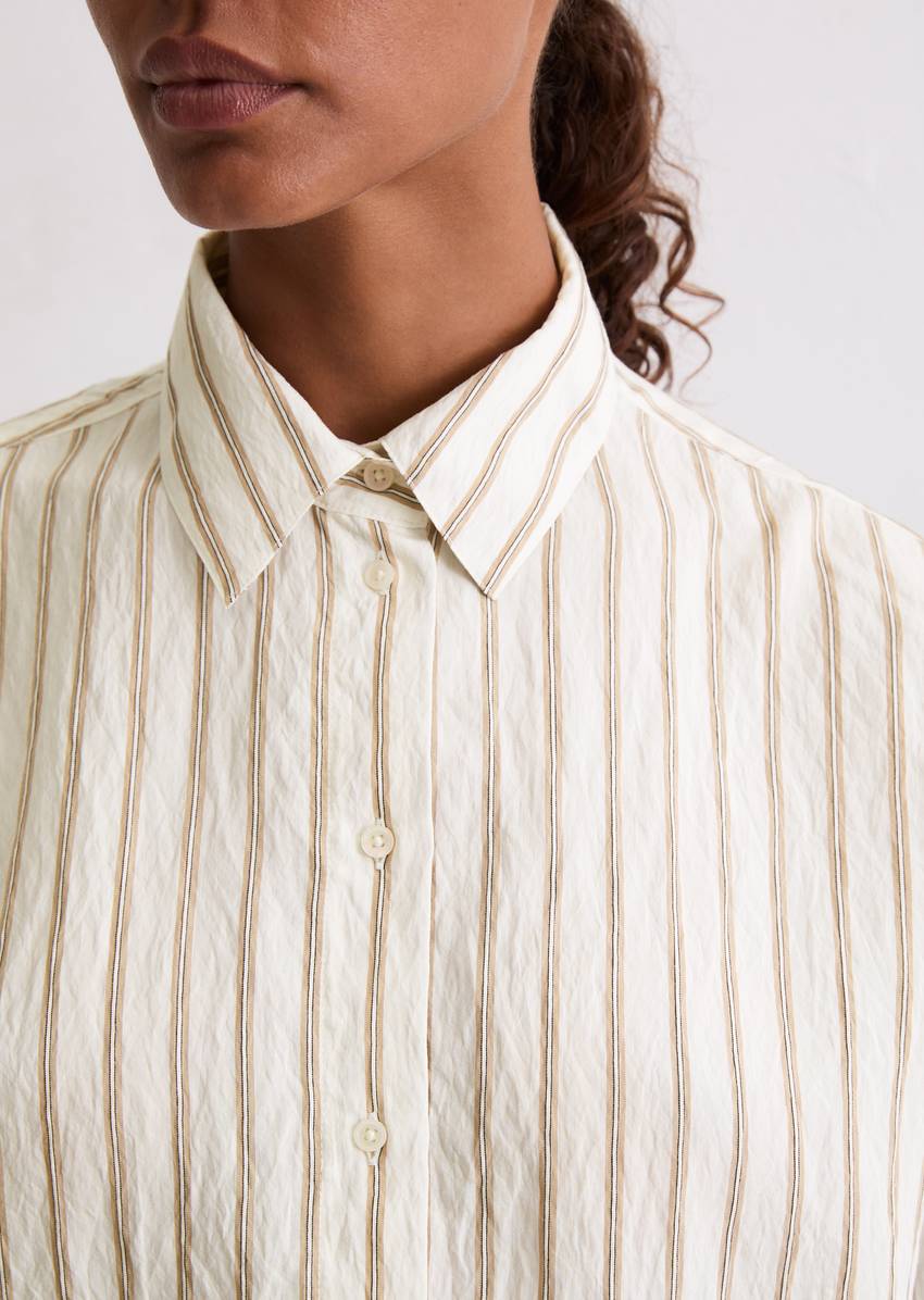 Crinkle striped blouse relaxed cropped from LENZING™ ECOVERO™