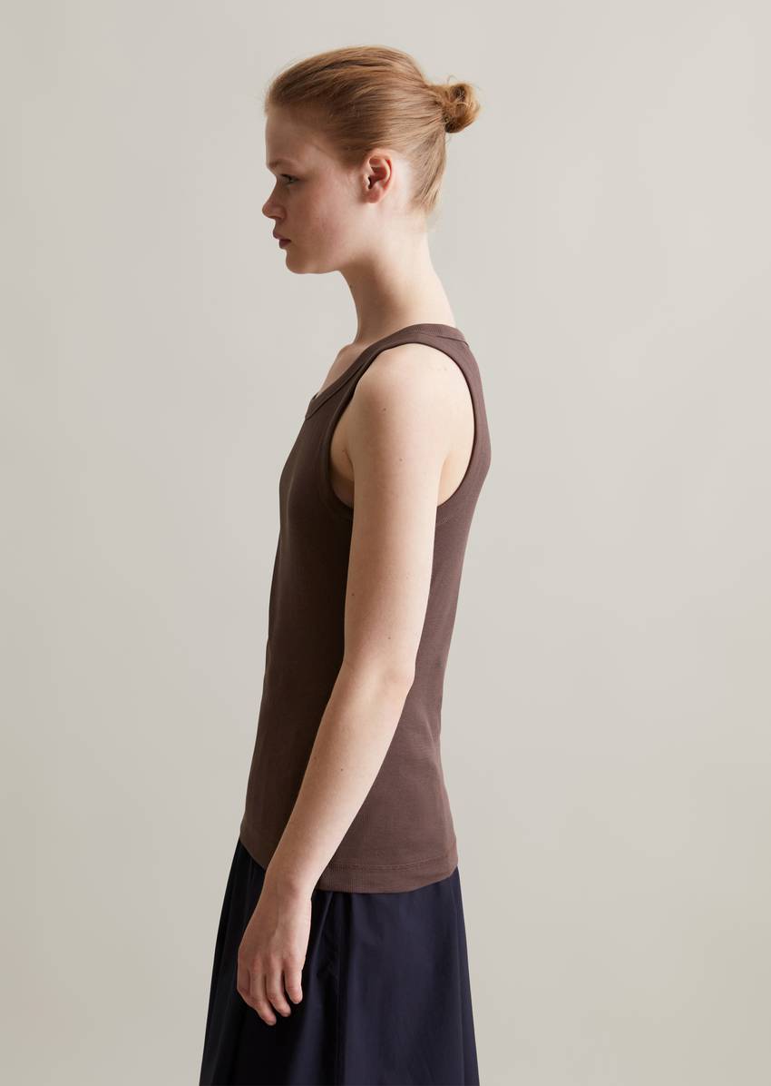 Ribbed tank top slim made from organic cotton stretch jersey
