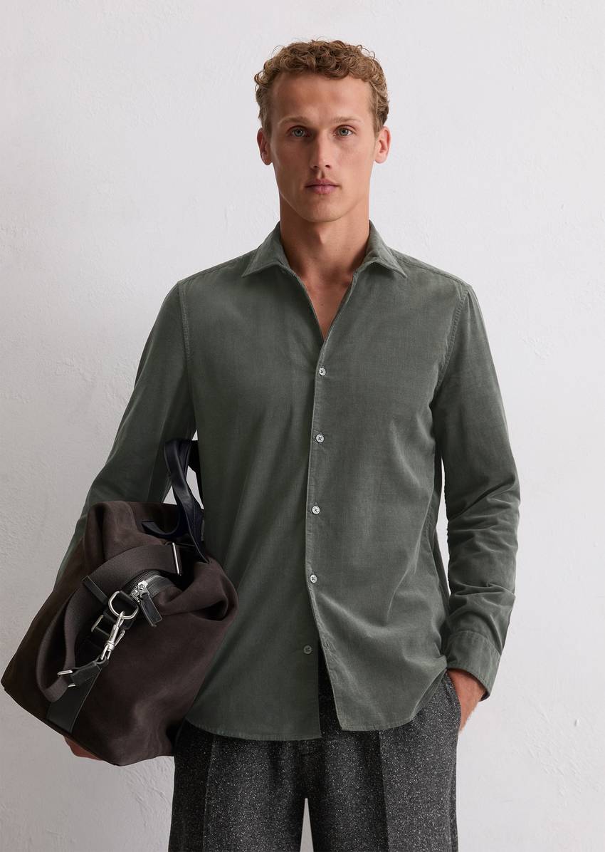 Corduroy shirt regular with fine ribbed structure